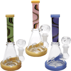 SirEEL - 8" Wig Wag Neck Shower Perc Beaker Bong - Assorted Colors