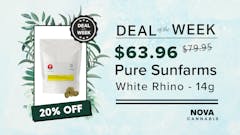 DoTW - 20%off Pure Sunfarms White Rhino 14g!