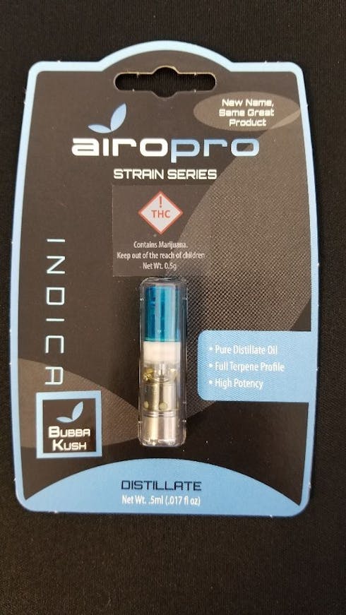 AiroPro - Bubba Kush Indica Distillate Cartridge | .5g