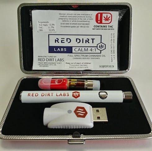 Red Dirt Labs Calm 4:1 Cartridge Kit with reusable battery and case.