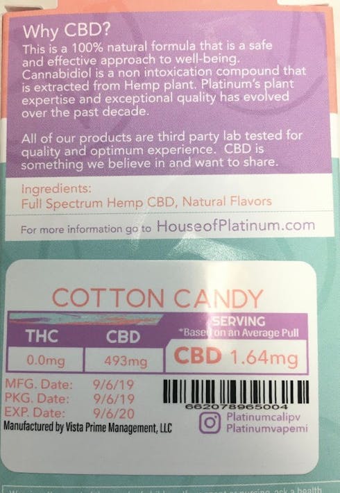 PLATINUM VAPE CBD (COTTON CANDY 1G)