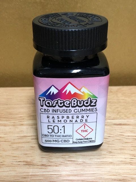 TasteBudz Raspberry Lemonade 50:1 CBD:THC Gummies Raspberry Lemonade flavored 50:1 CBD:THC gummies