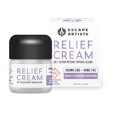 Escape Artists 20:1 Relief Cream - Menthol- (800mg CBD/ 40mg THC)