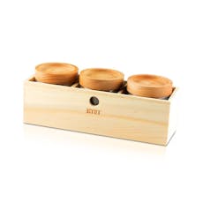 Ryot Jar Box with 3 Jars - Clear w Beech Tray Lid
