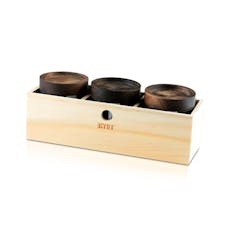 RYOT - Jar Box w/ 3 Black Jars and Walnut Tray Lid