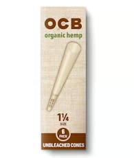 Organic Hemp Cone 1 1/4 6 Pack, Rolling Papers