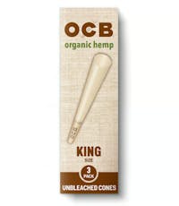 Organic Hemp Cone King 3 Pack, Rolling Papers