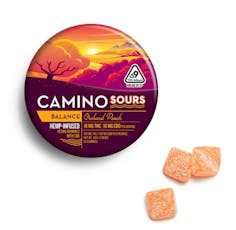 Camino Sours Orchard Peach THC:CBD 1:1 Gummies 10pk