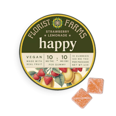 Florist Farms Happy (Strawberry Lemonade) 1:1 THC:CBC Gummies 10MG