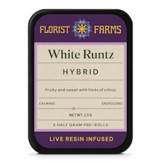 Florist Farms White Runtz Infused Pre-Roll Pack 0.5g ea | 5-Pack