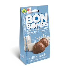 Chocolate BON BOMBS Classic Milk 1:1 (DOHC) Edibles - 10pk 100mg CBD | 100mg THC