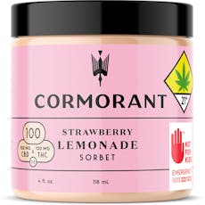 4 oz. 1:1 Strawberry Lemonade Sorbet - 100 mg CBD + 100 mg THC