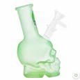Angled Neck Crystal Skull Head Decal Glass Water Pipe | 6in Tall