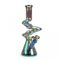 Red Eye Tek Metallic Terminator Finish Zag Beaker Tube - Red Eye Tek Metallic Terminator Finish Zag Beaker Tube -Green 11"