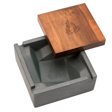 Briq Concrete Ashtray with Walnut Lid by BRNT - Boreal