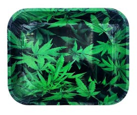 Cannabis Fan Leaves Metal Rolling Tray