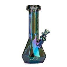 Red Eye Tek 12" Tall Green Metallic Terminator Finish Orion Beaker Base Water Pipe