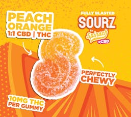 Spinach Fully Blasted Peach Orange 1:1 THC|CBD Soft Chew - SOURZ by Spinach Fully Blasted Peach Orange 1:1 THC|CBD Soft Chew (1 pck)