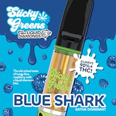 Sticky Greens Blue Shark Liquid Diamond Prefilled Vape Cartridge - Sticky Greens Blue Shark Liquid Diamond 1g Prefilled Vape Cartridge