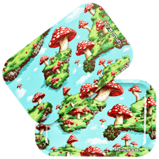 Pulsar Floating Mushrooms Metal Rolling Tray w/ Lid - Smoke Arsenal - Pulsar Floating Mushrooms Metal Rolling Tray w/ Lid