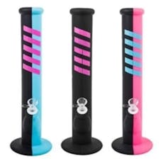 Distant Shores Trading Co. - Rebound 14 inch Silicone Tube Bongs - 14" Black / Blue