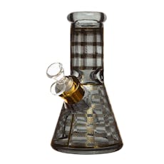 8" 7mm Checkered Glass Bong (Transparent Black)