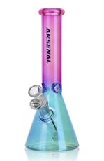 10" Arsenal Iridescent Rainbow Beaker Bong - Smoke Arsenal - 10" Arsenal Iridescent Rainbow Beaker Bong - Pink