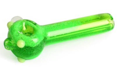 Red Eye Glass Green Sparkle Liquid Hand Pipe