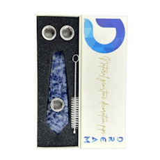 DREAM NATURAL | GEMSTONE SMOKING PIPE SET WITH BRUSH, AND REPLACMENT SCREENS BLUE SANDSTONE