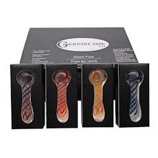 Genuine Pipe Co, 4" Fumed Striped Glass Pipe - Genuine Pipe Co, 4" Fumed Striped Glass Pipe, Assorted