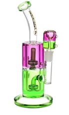Pulsar Bicolor Glycerin Chugger Water Pipe - 9.75" Purple and Green