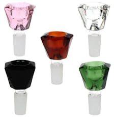 Faceted Herb Bowl Slides 14mm Male Colors Vary