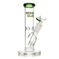 Red Eye Glass - 8" Straight Base Water Pipe - GREEN