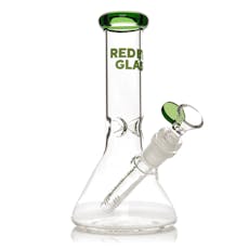 Red Eye Glass - 8" Beaker Base Water Pipe - GREEN