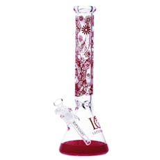 Legendary - Floral Mist Beaker Bong - 16" 7mm - Legendary - Floral Mist Beaker Bong Red - 16" 7mm