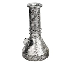 6" Vivid Vault Beaker Mini Glass Bong - Design D (Silver Skull)