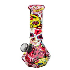6" Vivid Vault Beaker Mini Glass Bong - Psychedelic Skull Design