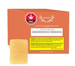 Real Fruit Peach HYBRID Gummies 3:1 CBD:THC 10x1 Pack Soft Chews by Wyld
