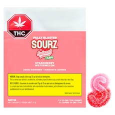 SOURZ by Spinach - Fully Blasted Strawberry Watermelon 1:1 CBG | THC 1pk soft chew