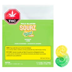 SOURZ by Spinach - Fully Blasted Mango Lime 1:1 CBC | THC 1pk soft chew