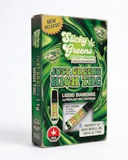 Sticky Greens Just Greens HIGH THC Liquid Diamonds Prefilled Vape Cartridge - Just Greens HIGH THC Liquid Diamonds 1g Prefilled Vape Cartridge
