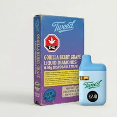 Tweed Gorilla Berry Grape Liquid Diamonds Disposable - Tweed Gorilla Berry Grape Liquid Diamonds 0.95g Disposable Vape