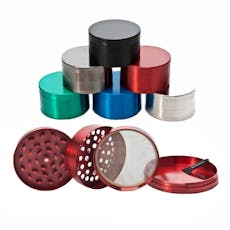 Metal Grinder - 2.5 inch Diameter - 4 Pieces with Magnetic Top Lid and Plastic Scraper