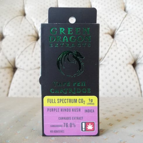 Purple Hindu Kush 1g Cartridge by Green Dragon Extracts