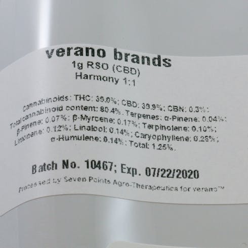 White Harmony 1:1 RSO Syringe 1.0g