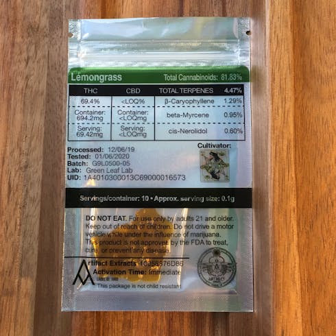Artifact - Lemongrass - 1g Extract