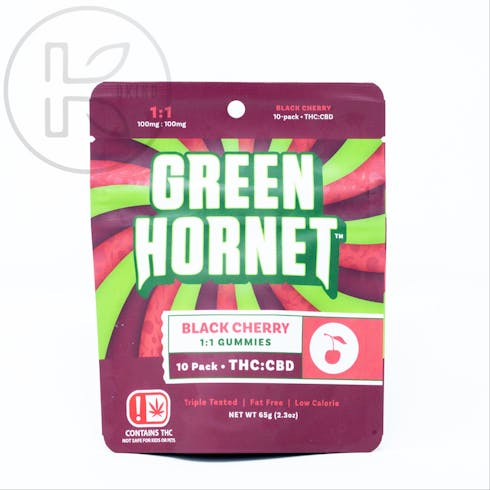 Green Hornet | 1:1 Black Cherry Gummies | 100mg
