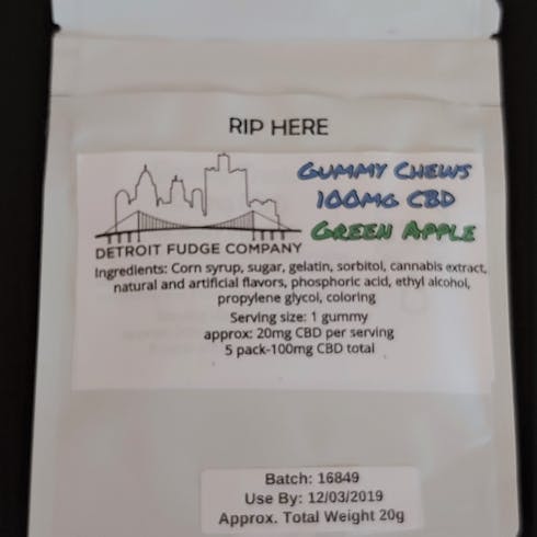 100MG CBD GUMMY CHEWS Green Apple Flavor - LOCAL DELIVERY AND MAIL ORDER AVAILABLE - call for deta