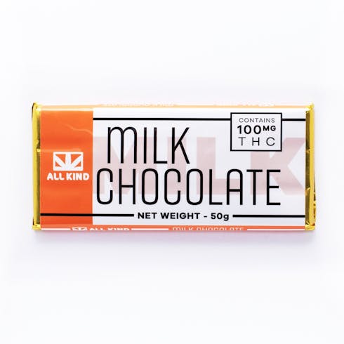 All Kind Milk Chocolate 100mg THC bar