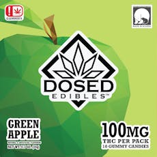 Green Apple 100mg THC Dosed Gummies By Dosed Edibles